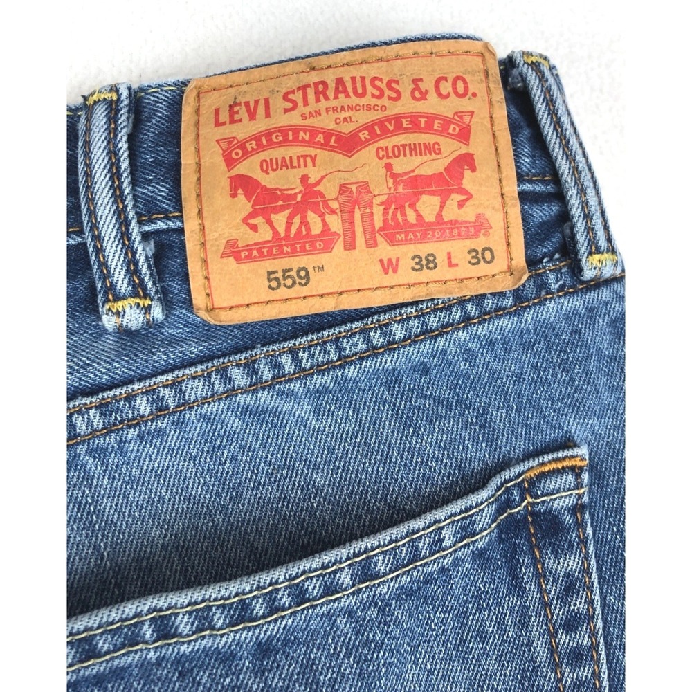 Levis 559 Relaxed Straight Jeans Mens 38x30‎ Medium Wash Blue Denim Y2K Rugged - Picture 8 of 11